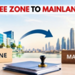 UAE Free Zone to Mainland business transfer with Dubai skyline